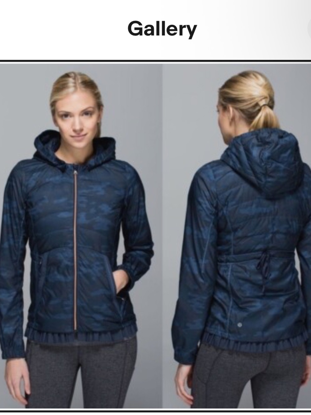 Lululemon Lightweight Spring Fling Blue Camo Jacket with Ruffle Hem- Women’s 6